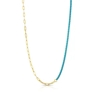 HALF & HALF ENAMEL PAPERCLIP NECKLACE, TURQUOISE