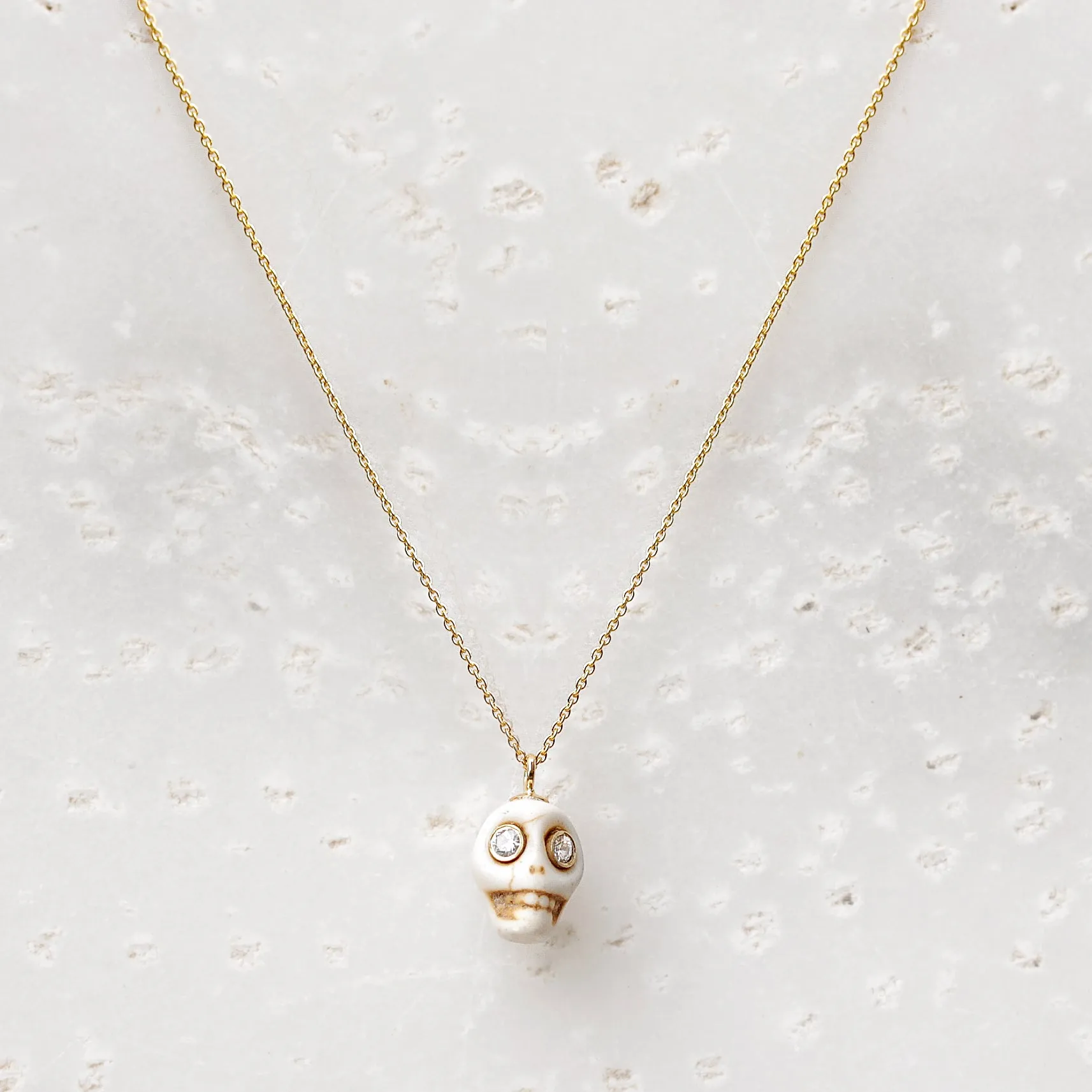 Hand Carved Skull Turquoise Bone, Gold & Diamonds Tribal Charm ♥