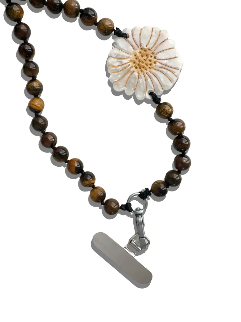 Hand-painted Daisy Gemstone Bracelet Phone Chain