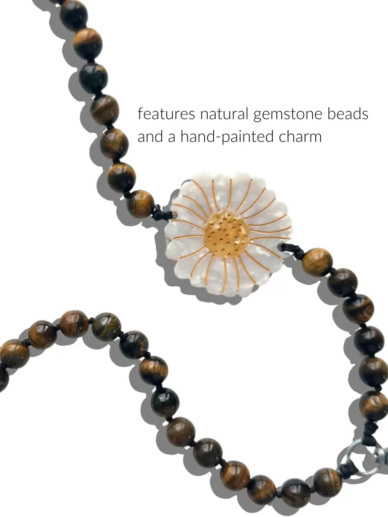 Hand-painted Daisy Gemstone Bracelet Phone Chain