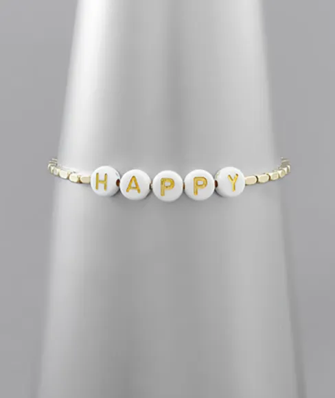 HAPPY Beaded Charm Bracelet