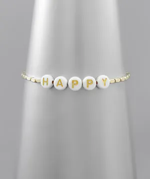 HAPPY Beaded Charm Bracelet