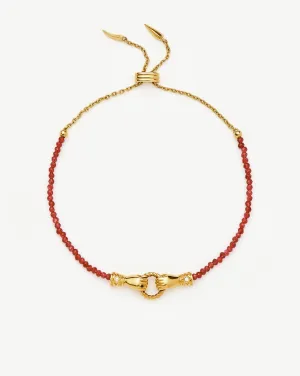 Harris Reed In Good Hands Gemstone Slider Bracelet | 18k Gold Plated/Red Quartz