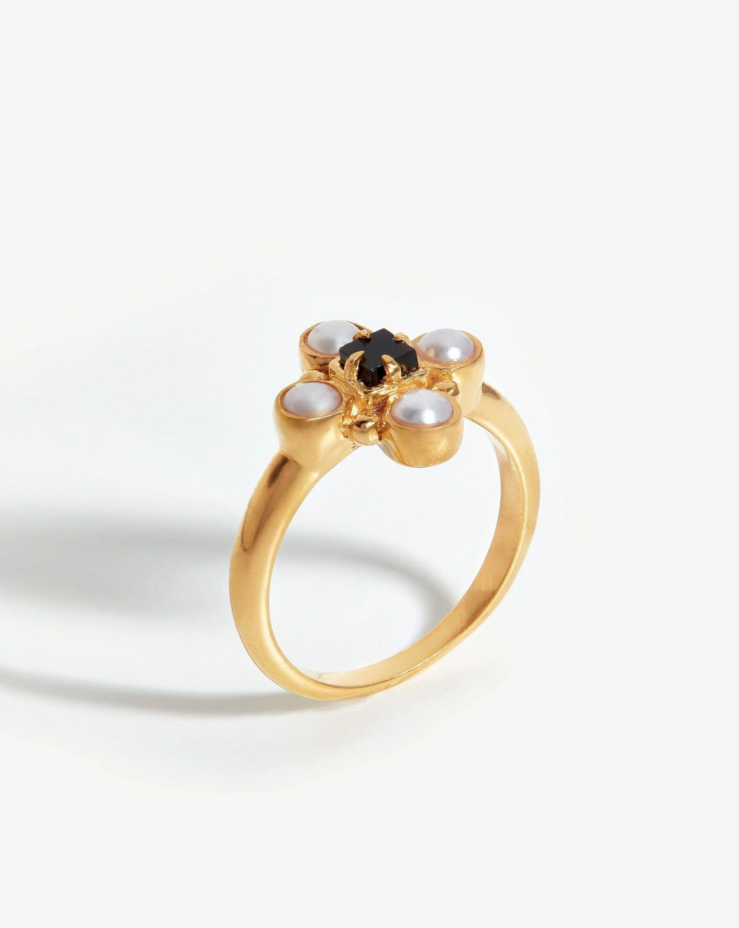 Harris Reed Quartet Ring | 18ct Gold Vermeil/Pearl & Black Onyx