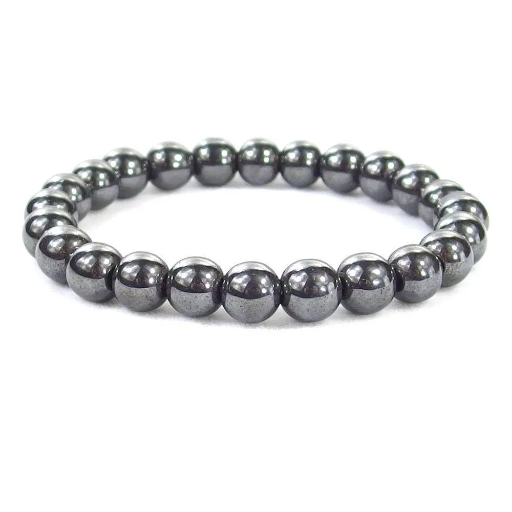 Hematite Beaded Crystal Bracelet