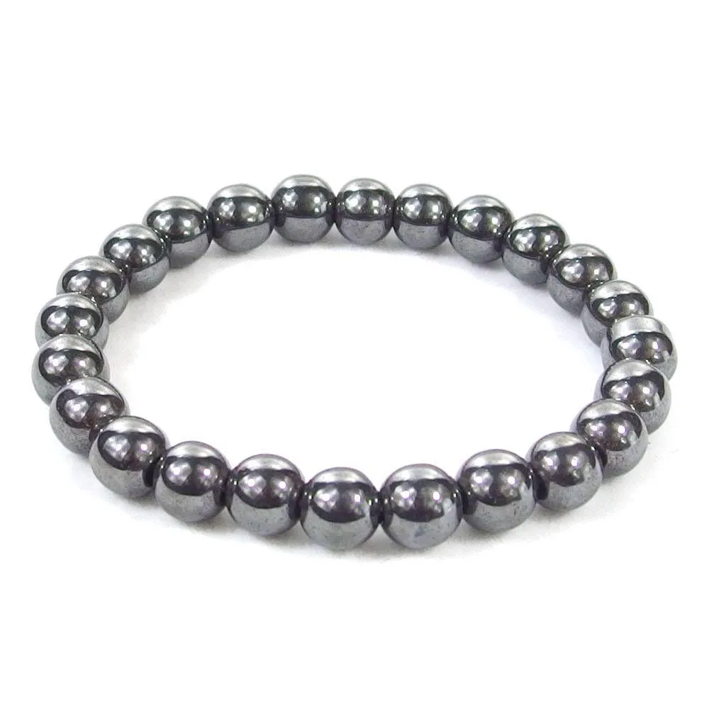 Hematite Beaded Crystal Bracelet
