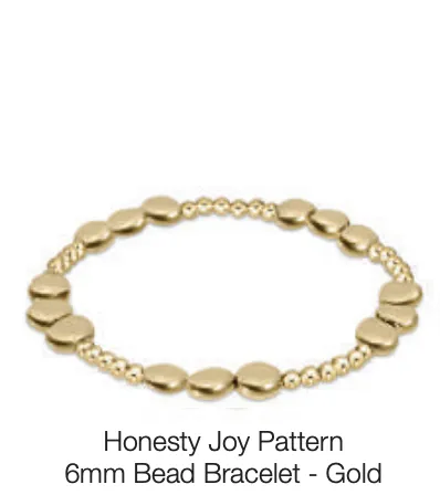 Honesty Joy Pattern 6mm Bead  Bracelet - Gold by enewton