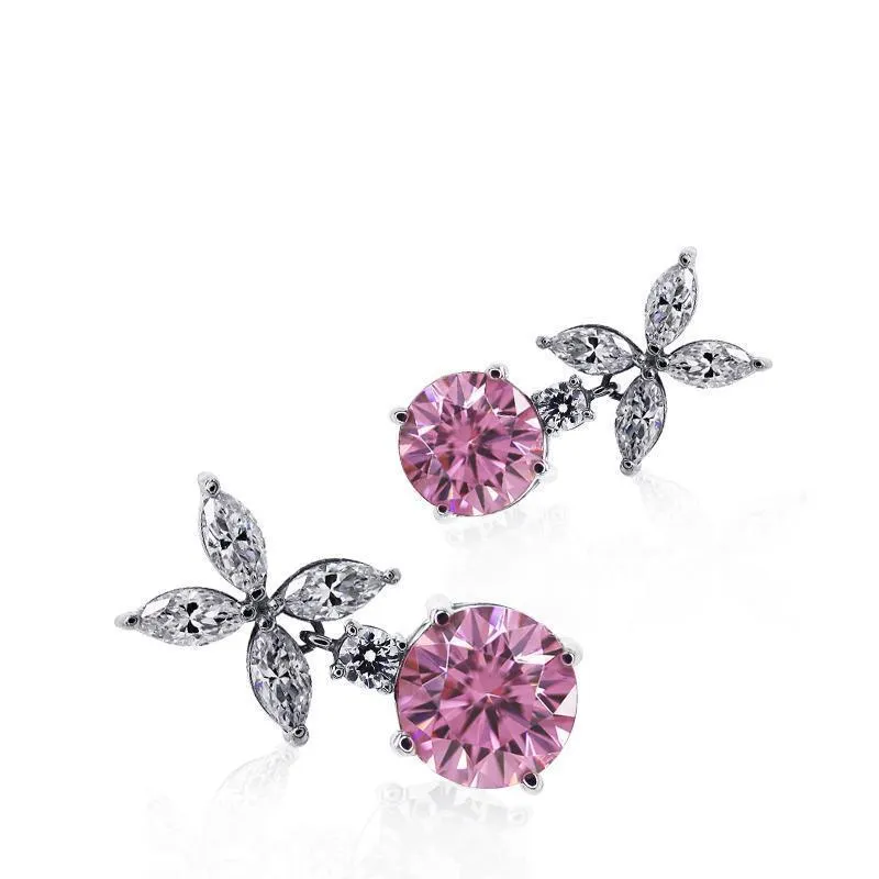 Jasmine Chicory Pink Round Drop Earrings
