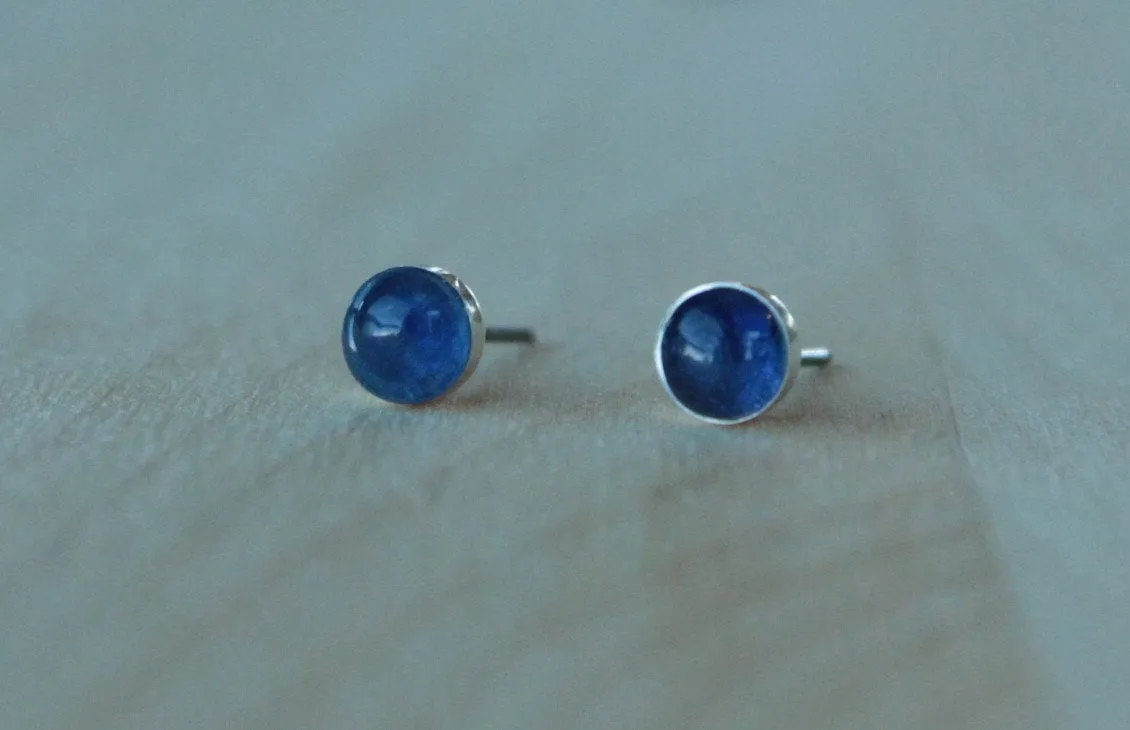 Kyanite Bezel Gemstones, Med (Niobium or Titanium Post Earrings)