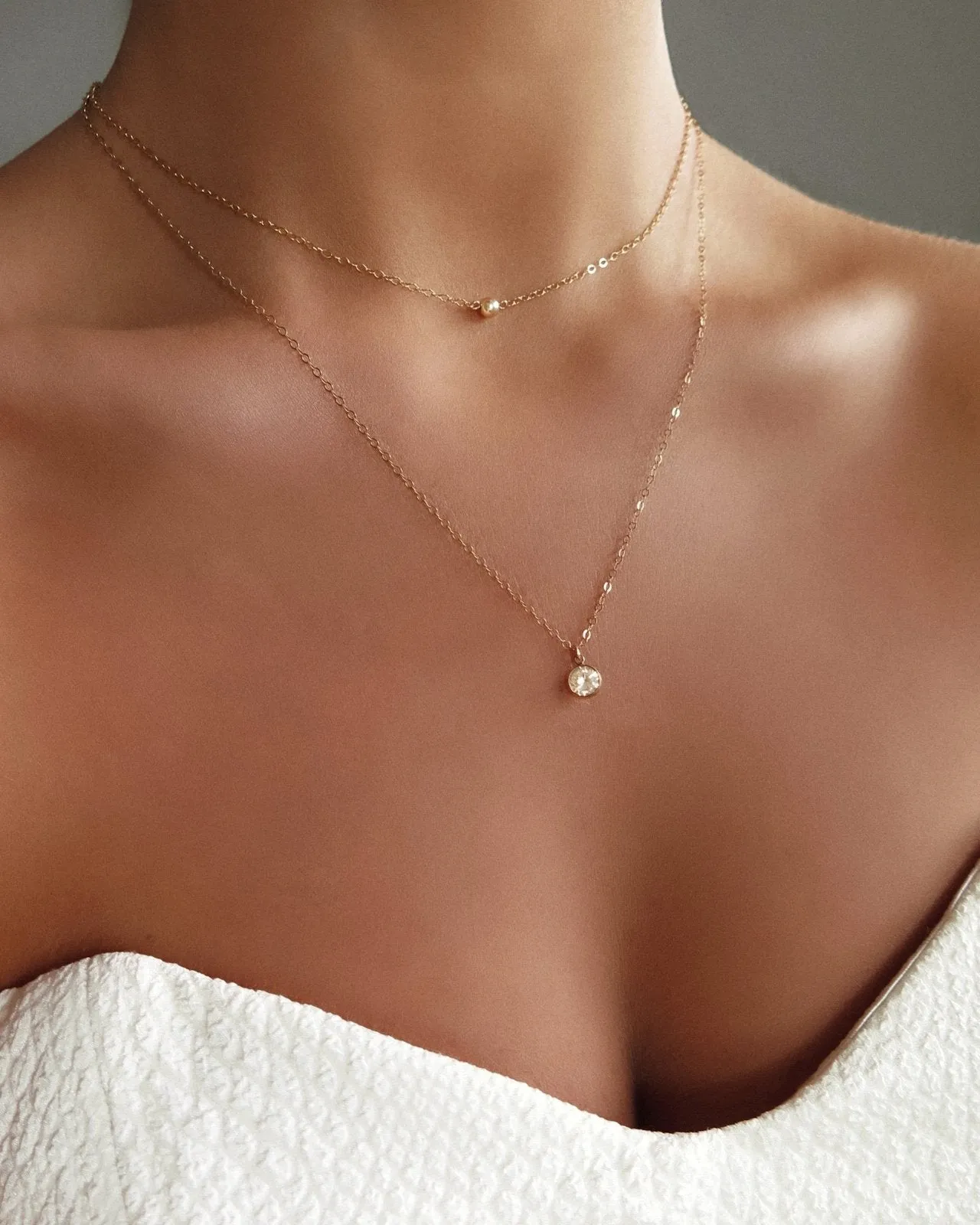 Large Birthstone Necklace - 14K Yellow Gold Fill