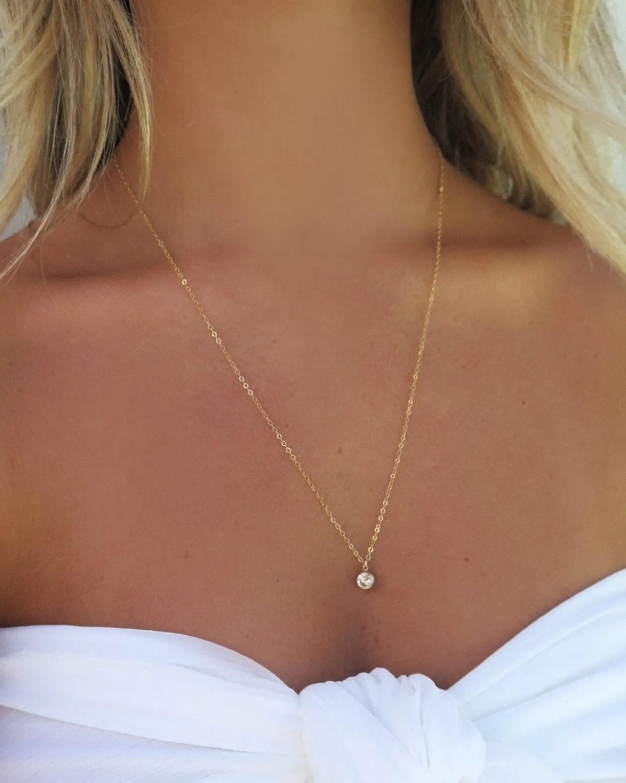 Large Birthstone Necklace - 14K Yellow Gold Fill