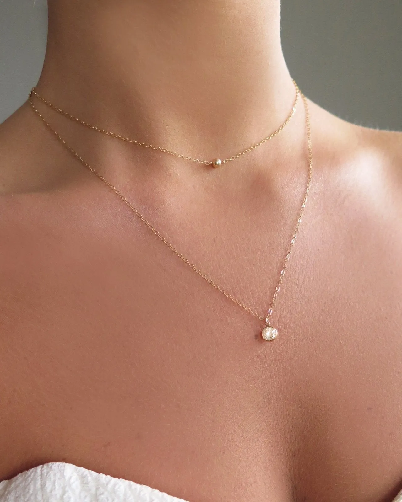 Large Birthstone Necklace - 14K Yellow Gold Fill