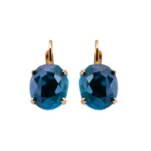 Large Single Stone Oval Leverback Earrings in "Blue Topaz" *Custom*