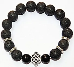 Lava beads bracelet with Mystic knot symbol