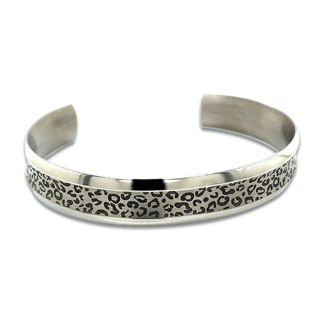 Leopard Print Wide Concave Torc Bangle