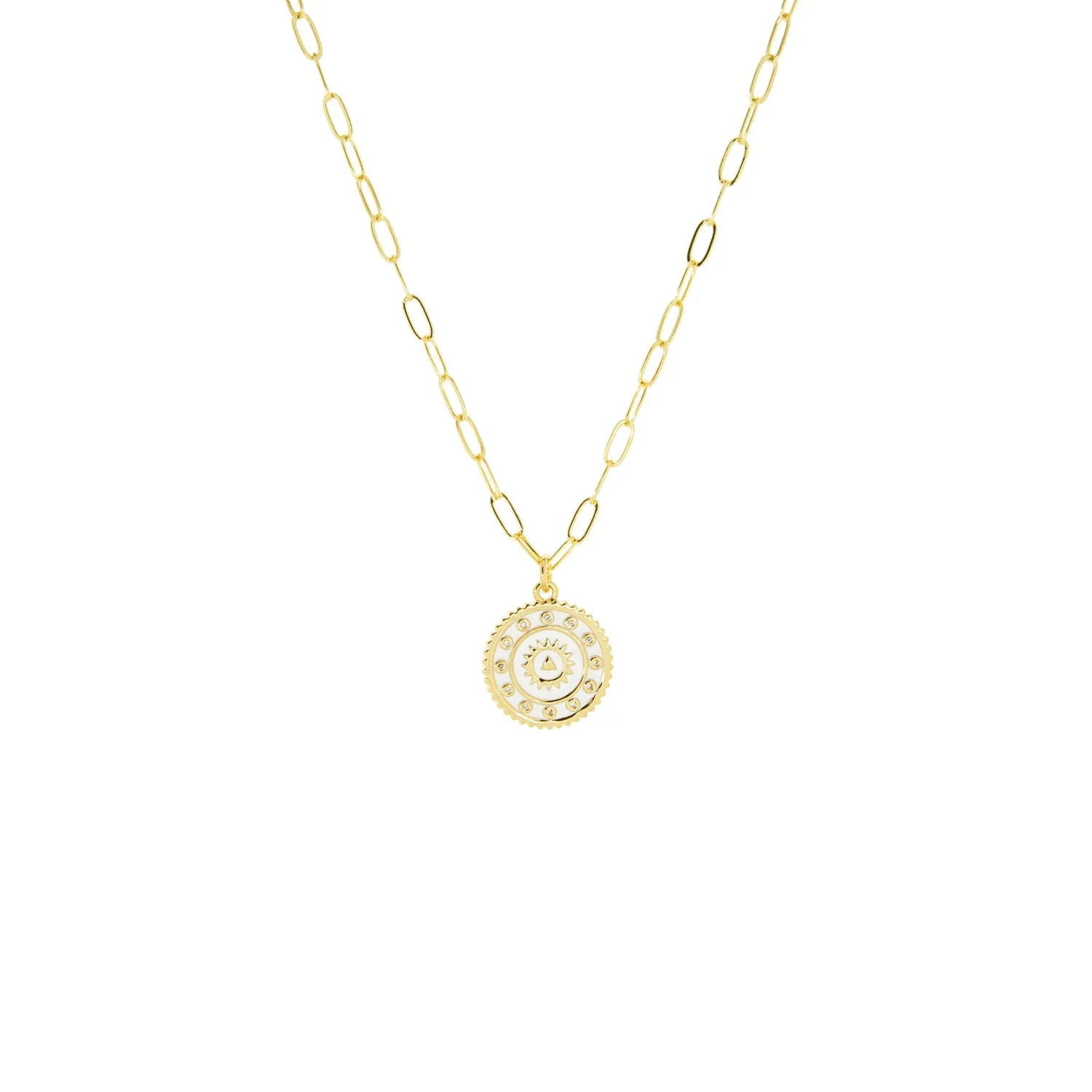 link chain necklace with enamel pendant