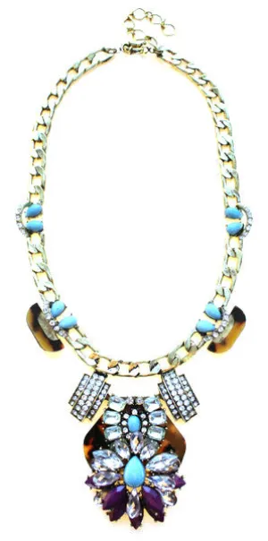 Luxe Tortoise & Turquoise Statement Necklace