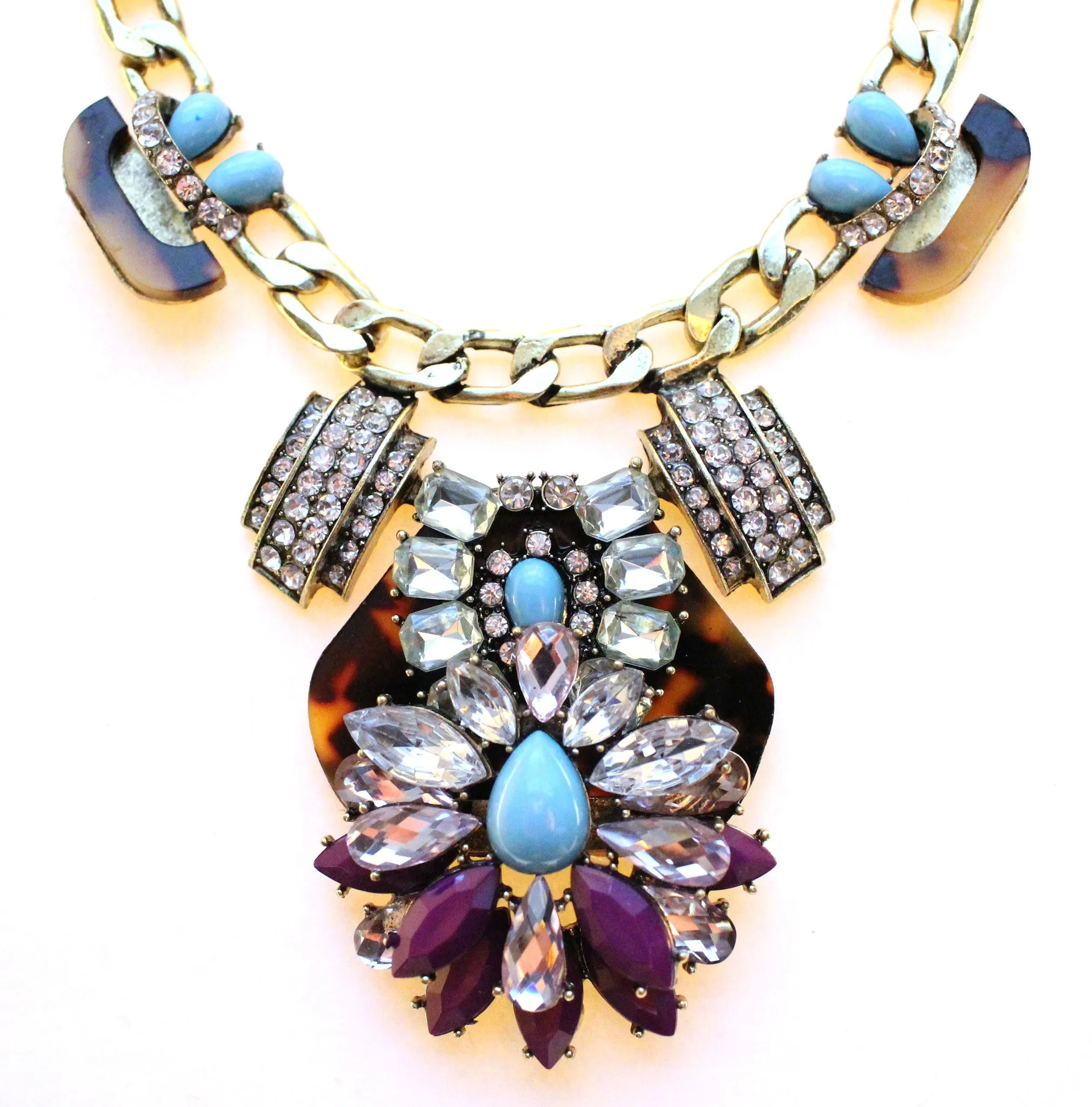 Luxe Tortoise & Turquoise Statement Necklace