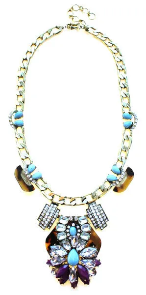 Luxe Tortoise & Turquoise Statement Necklace