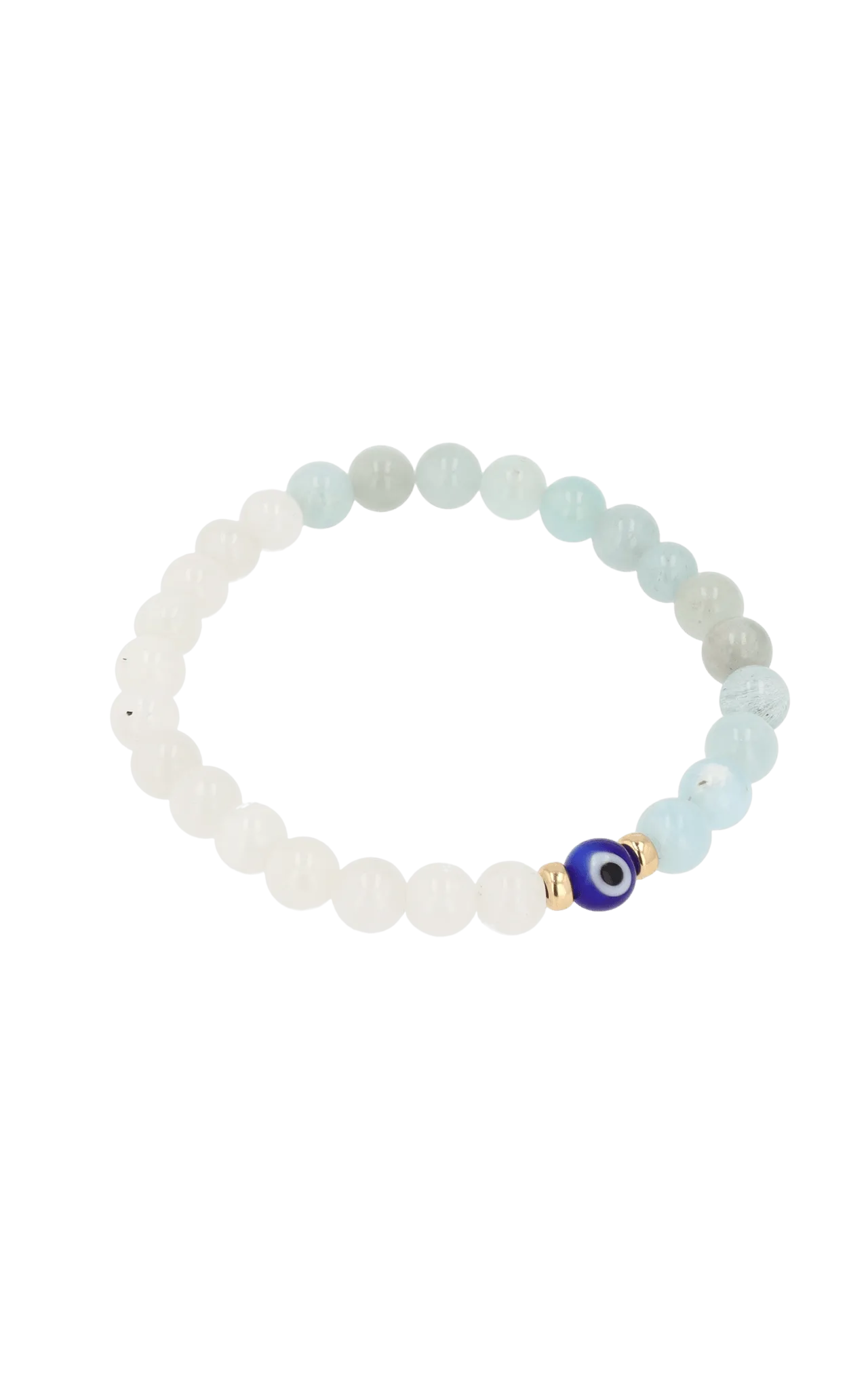 Magnetic Balance - Moonstone And Aquamarine Evil Eye Bracelet