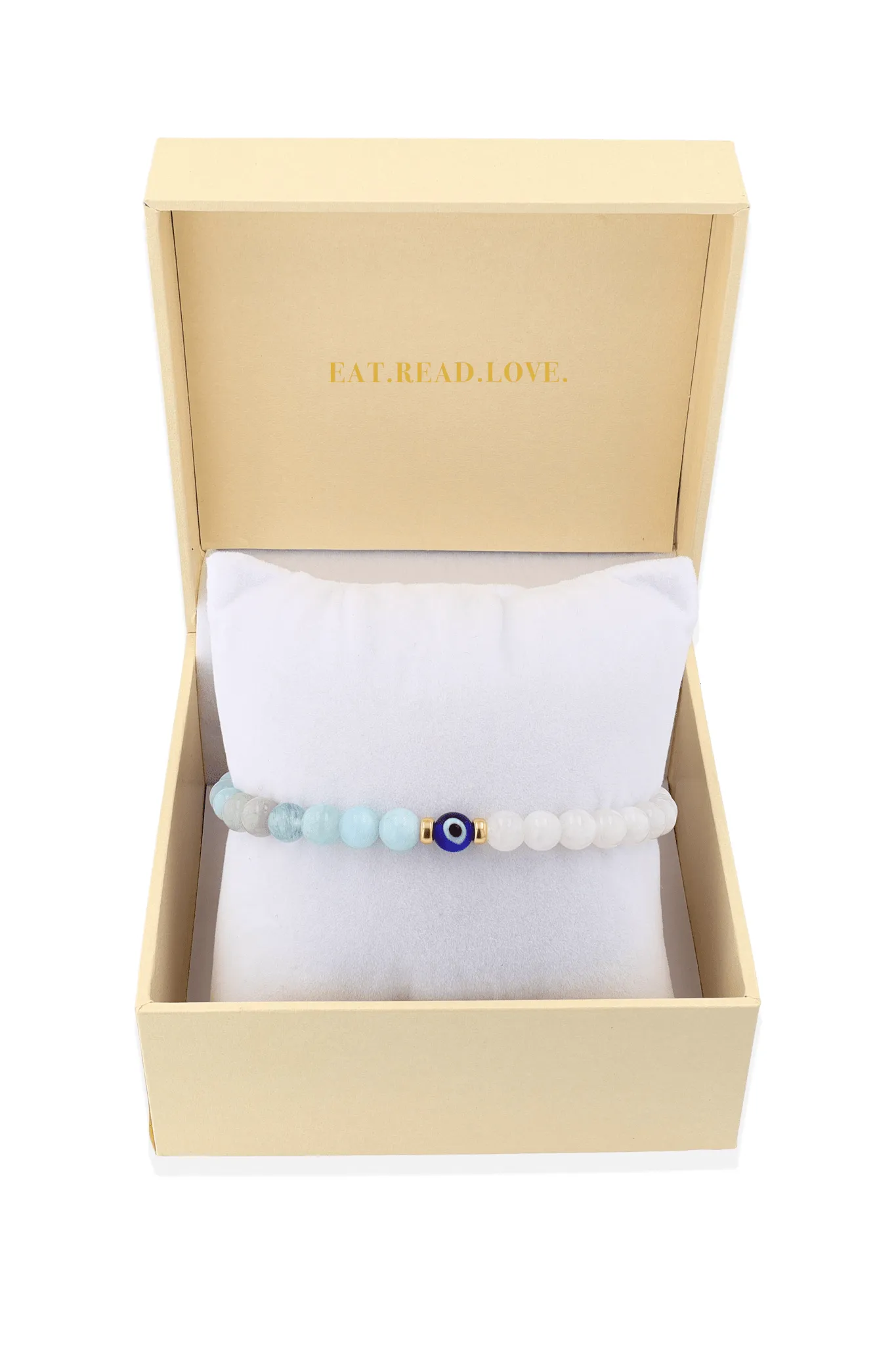 Magnetic Balance - Moonstone And Aquamarine Evil Eye Bracelet