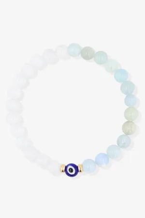 Magnetic Balance - Moonstone And Aquamarine Evil Eye Bracelet
