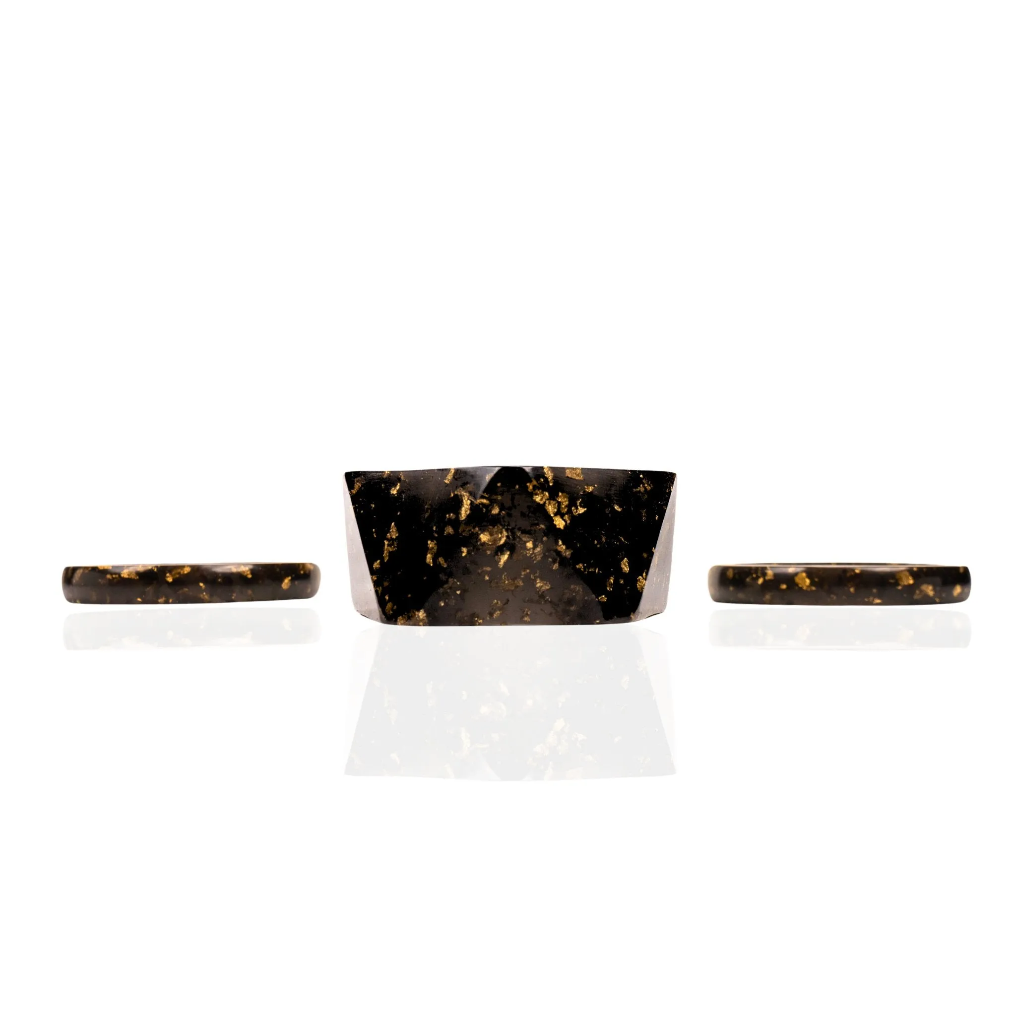 Malika 3pc Bangle Stack - Black & Metallic Gold Fleck
