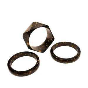 Malika 3pc Bangle Stack - Black & Metallic Gold Fleck