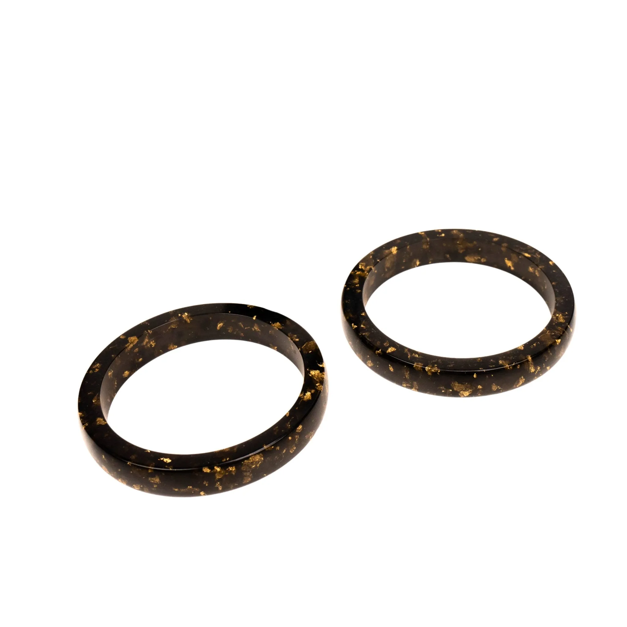 Malika 3pc Bangle Stack - Black & Metallic Gold Fleck