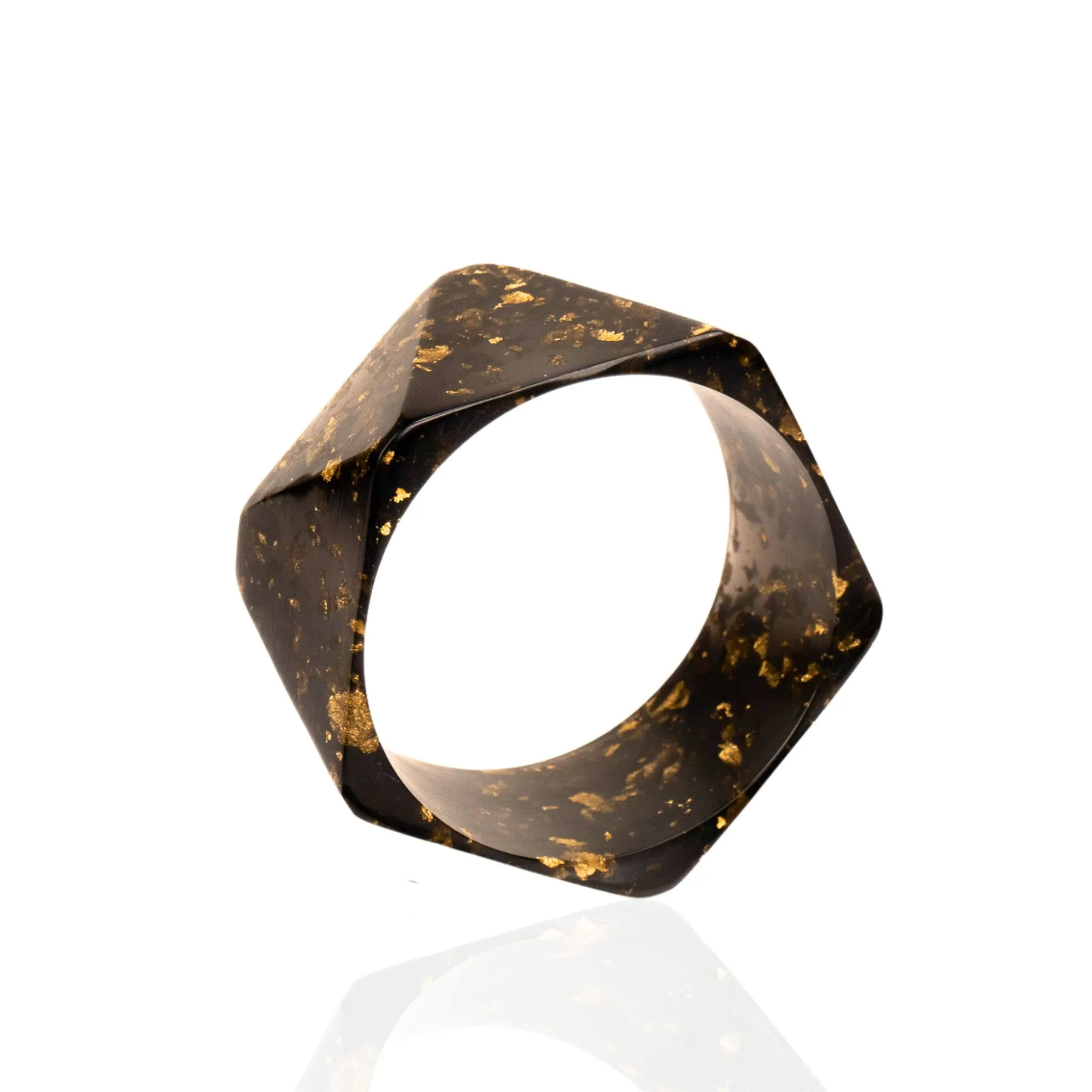 Malika 3pc Bangle Stack - Black & Metallic Gold Fleck