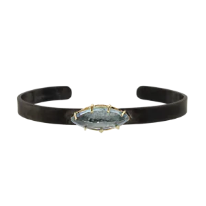 Marquise Aquamarine Set in 10KY on a Cuff Bracelet