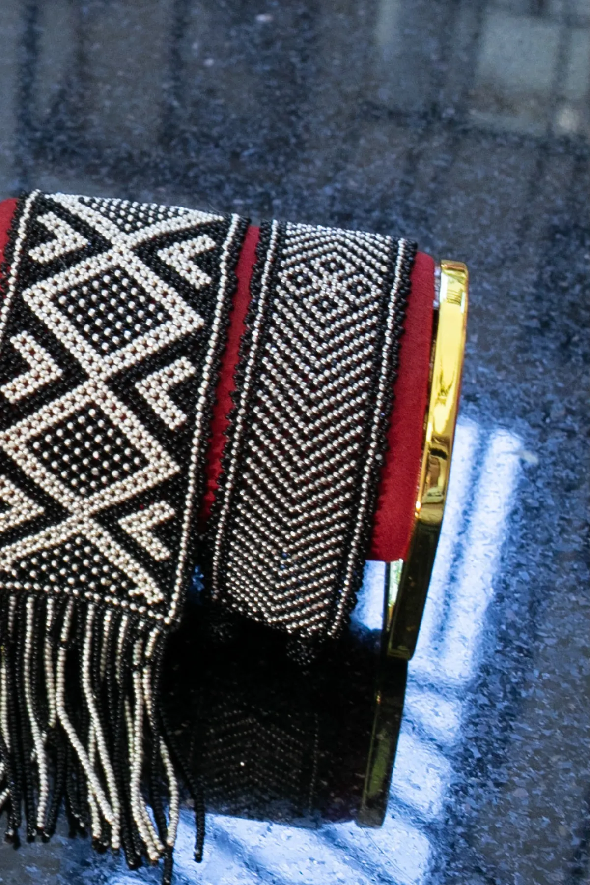 Medium Beaded Bracelet- Silver and Black