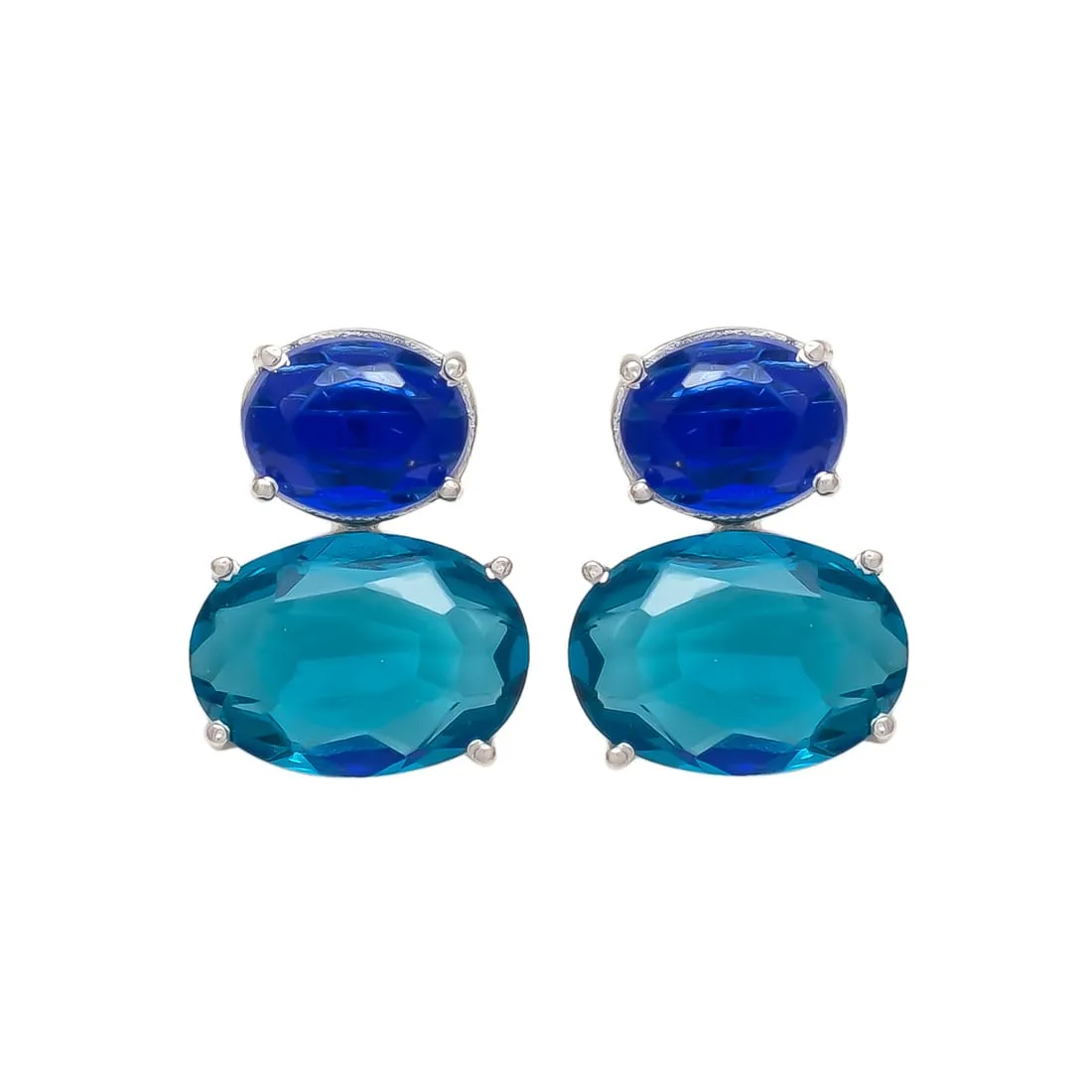 Melange Mia Sterling Silver Bubble Earrings - London Blue Topaz & Sapphire Hydro
