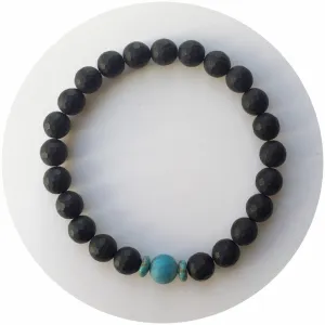 Mens Matte Black Onyx with Turquoise Accent