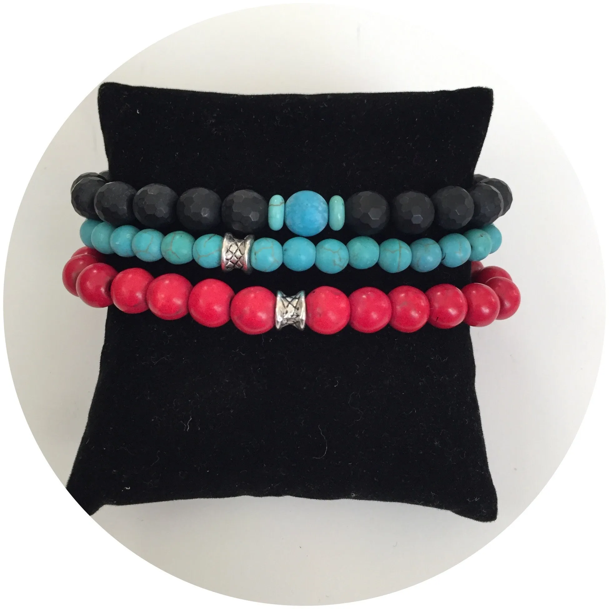 Mens Matte Black Onyx with Turquoise Accent