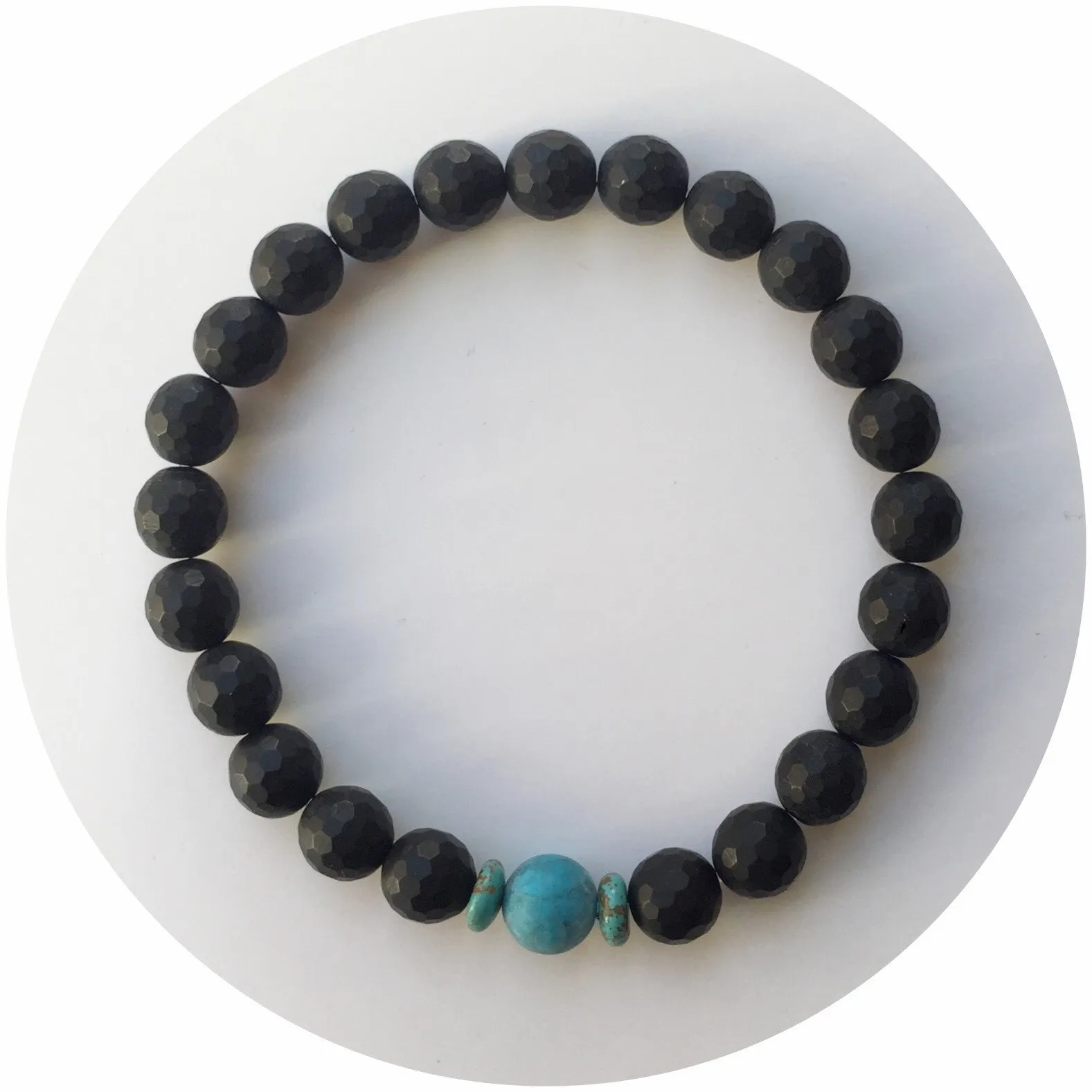 Mens Matte Black Onyx with Turquoise Accent