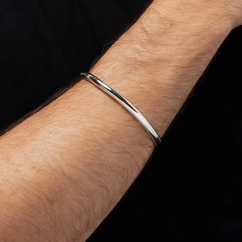 Mens Solid Sterling Silver Torque Bangle Bracelet