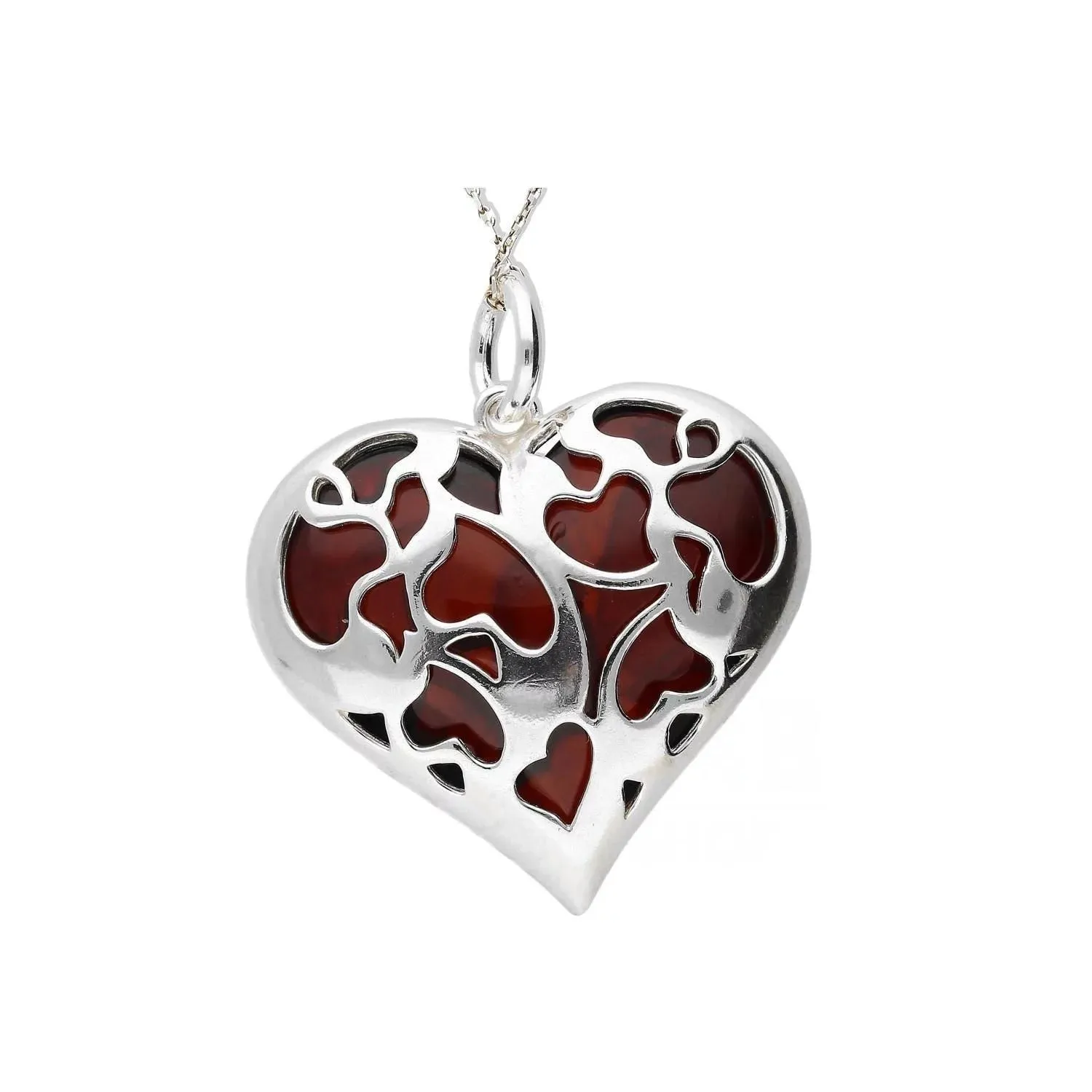 MILENA necklace Silver and Amber Cherry Heart