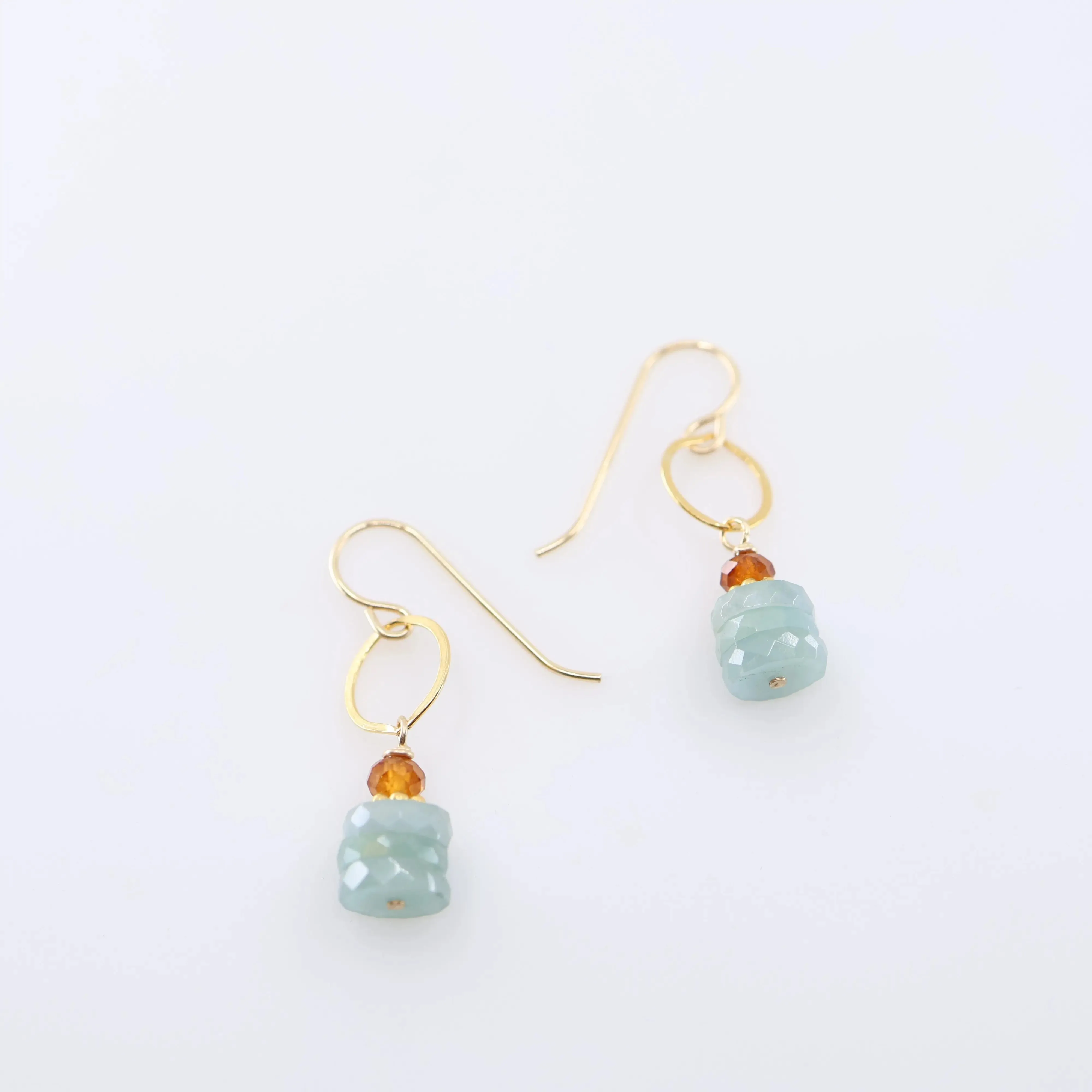 Milky Aquamarine & Hessonite Garnet Earrings