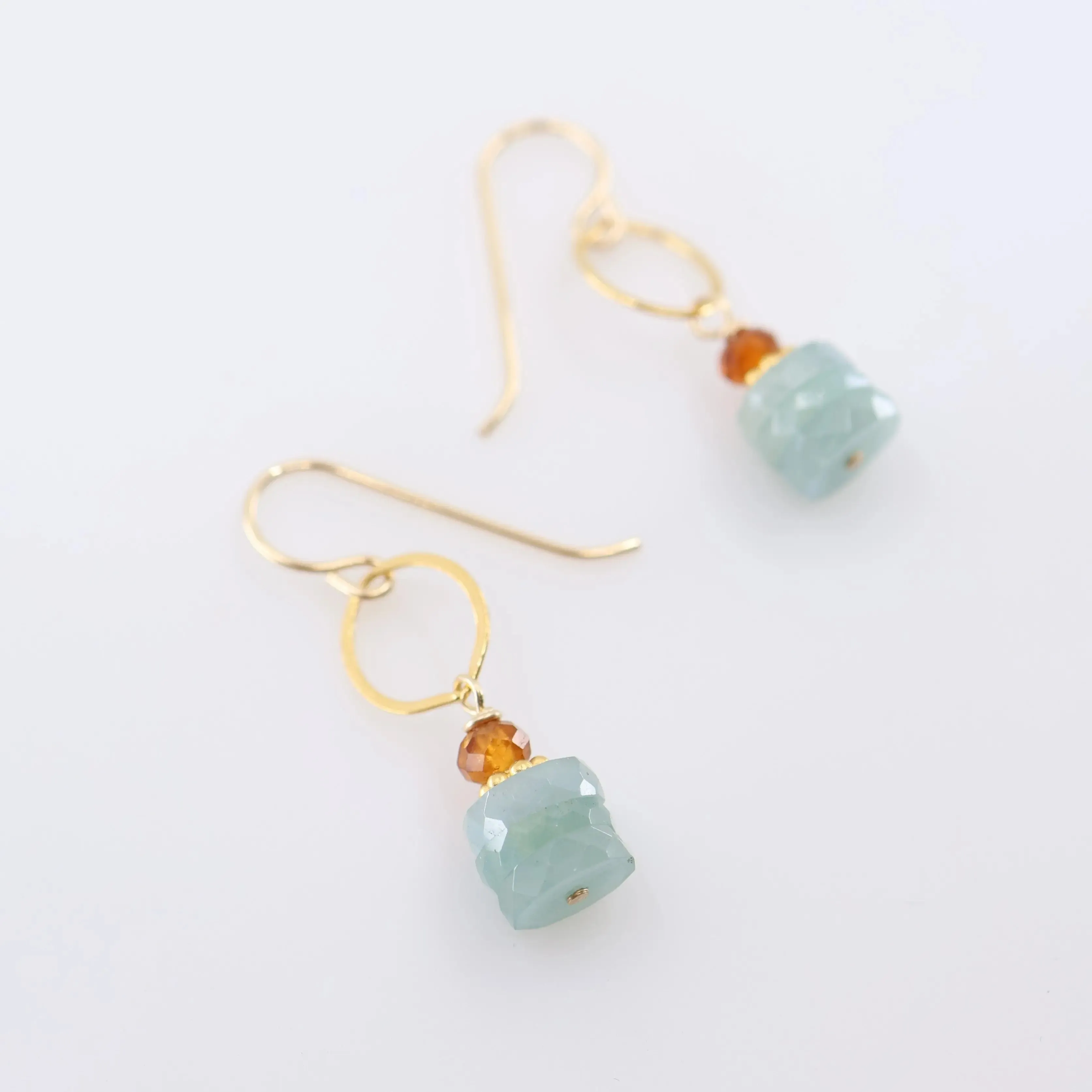 Milky Aquamarine & Hessonite Garnet Earrings