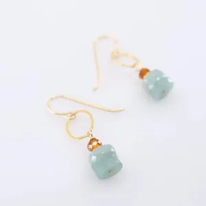 Milky Aquamarine & Hessonite Garnet Earrings