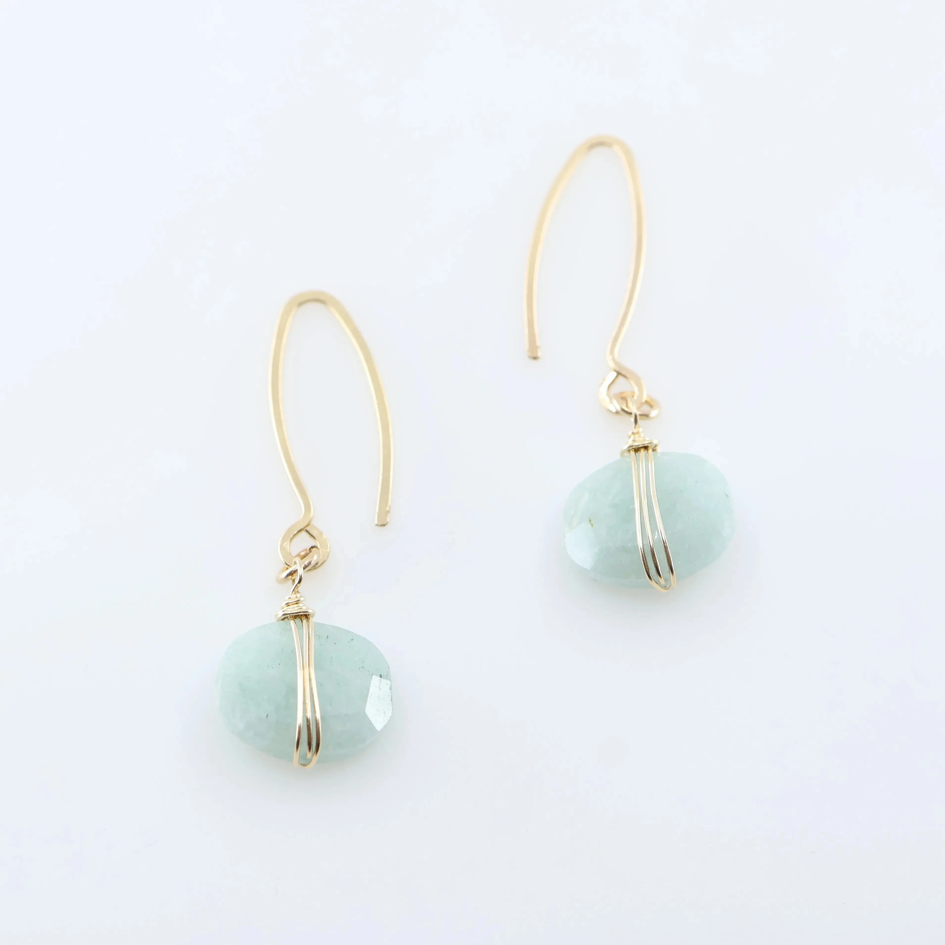 Milky Aquamarine Cushion Cut Gemstones on Forged Ear Wires