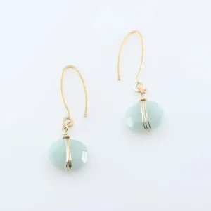 Milky Aquamarine Cushion Cut Gemstones on Forged Ear Wires