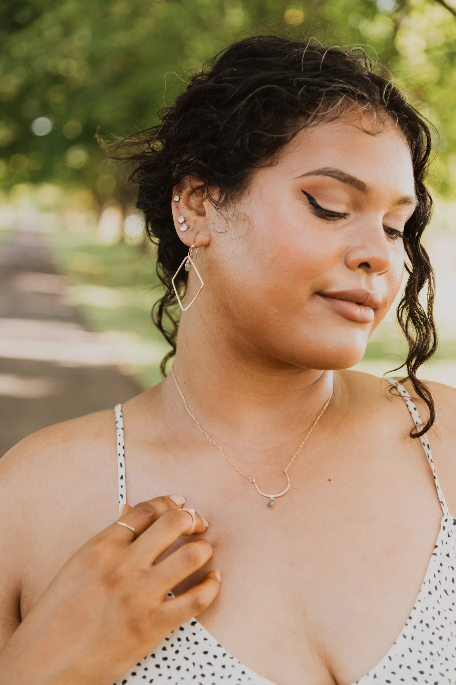 Mini Diamond Earrings | Moss Aquamarine