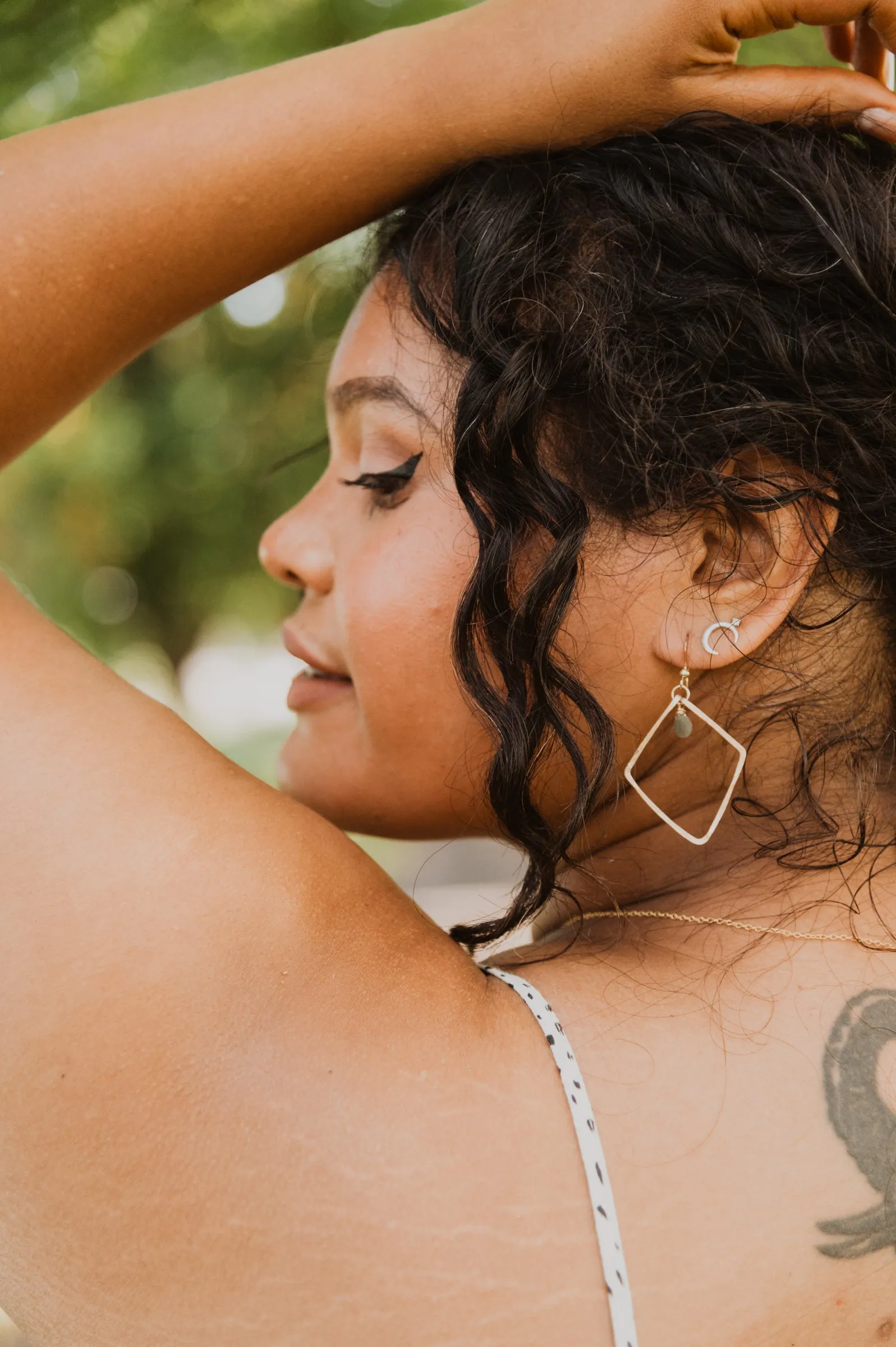 Mini Diamond Earrings | Moss Aquamarine