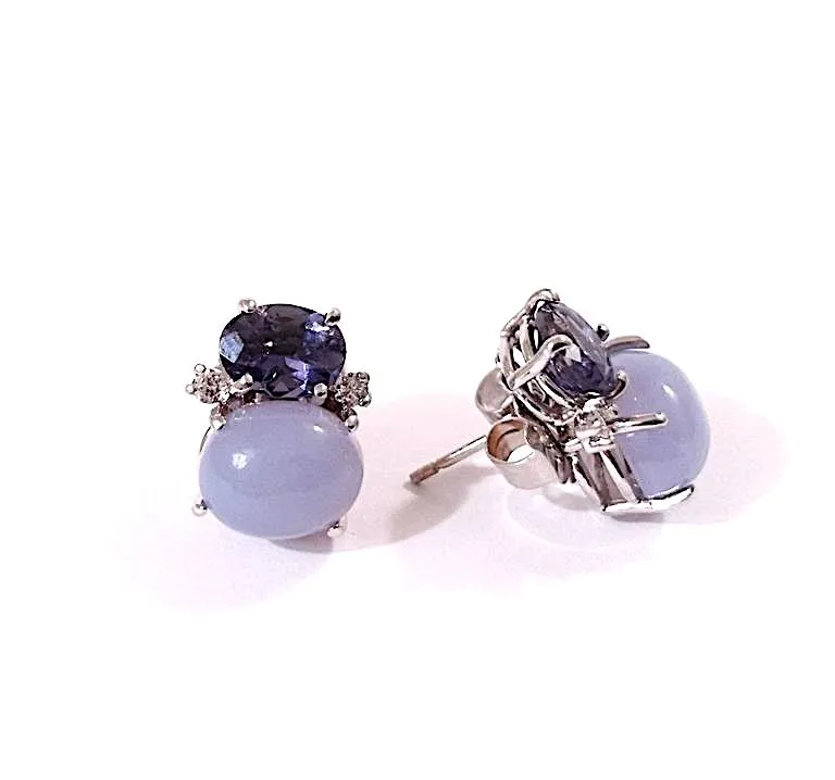 Mini GUM DROP™ Earrings with Amethyst and Iolite and Diamonds
