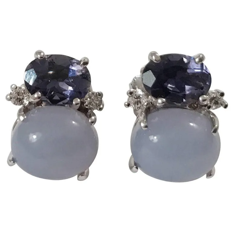 Mini GUM DROP™ Earrings with Amethyst and Iolite and Diamonds