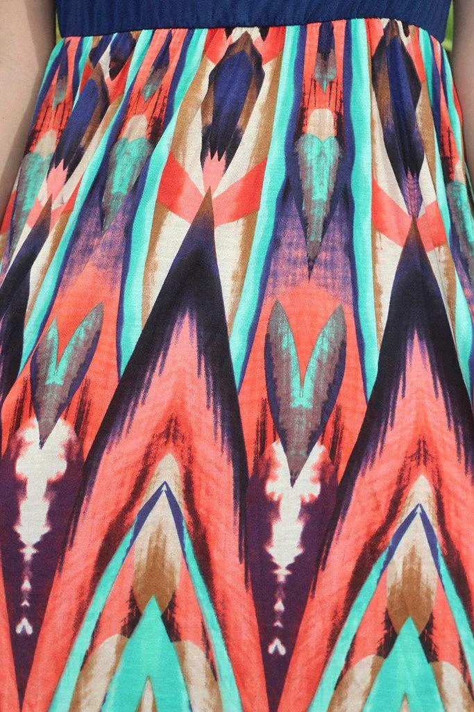 Mint and Coral Short Dress with Navy Top