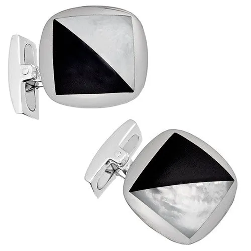 Mother of Pearl and Black Onyx Sterling Silver Cufflinks