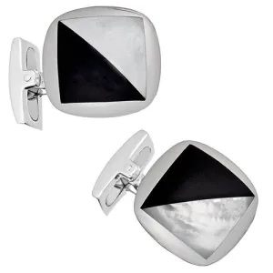Mother of Pearl and Black Onyx Sterling Silver Cufflinks